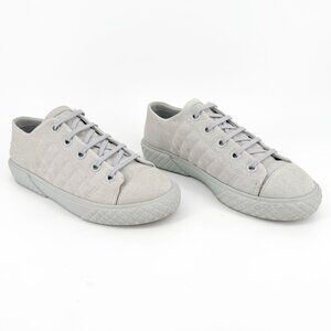Chanel Quilted Low Top Denim Sneakers Size 39 US 8.5 Blue Gray Canvas CC